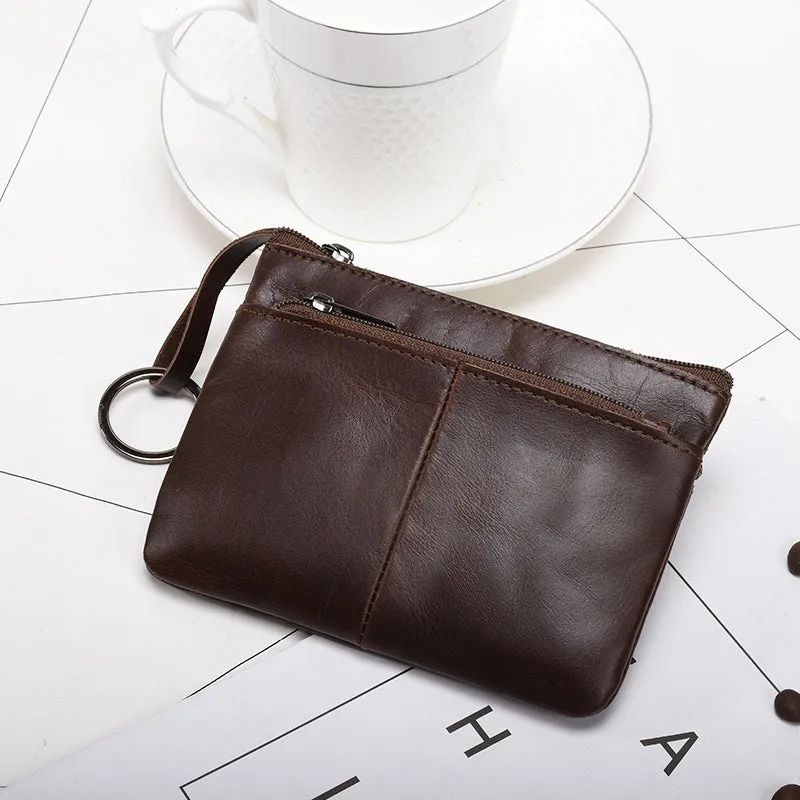 Women's & Men's & Trendy Genuine Leather Simplicity Zipper Clutch Coin Purses