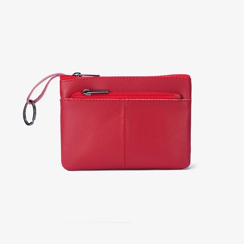 Women's & Men's & Trendy Genuine Leather Simplicity Zipper Clutch Coin Purses