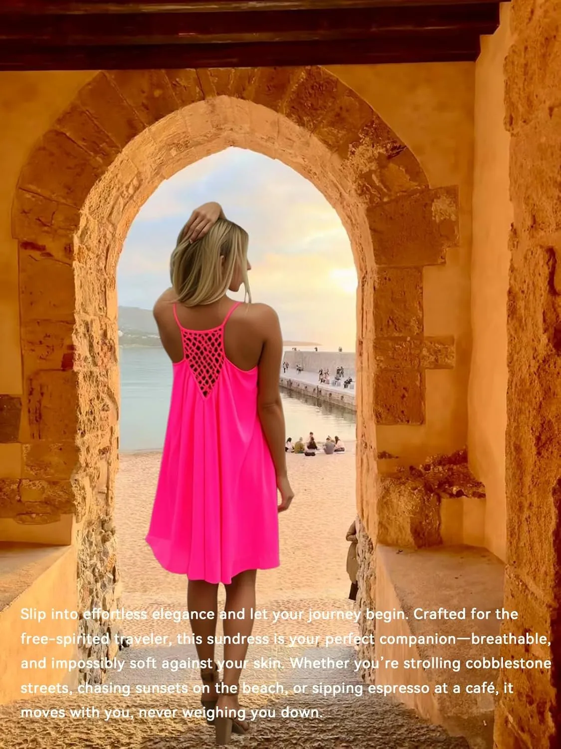 Women's Chiffon Summer Casual Dresses Spaghetti Strap Tank Sundress Beach Swimsuit Cover up