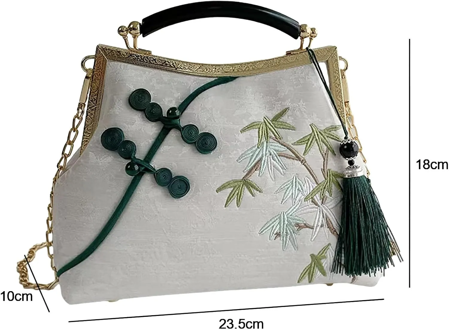 Women's Chinese Style Embroidered Purse Vintage Clutch Handbag with Tassel Pendant Hanfu Crossbody Bag