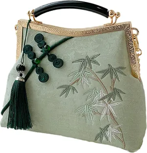 Women's Chinese Style Embroidered Purse Vintage Clutch Handbag with Tassel Pendant Hanfu Crossbody Bag