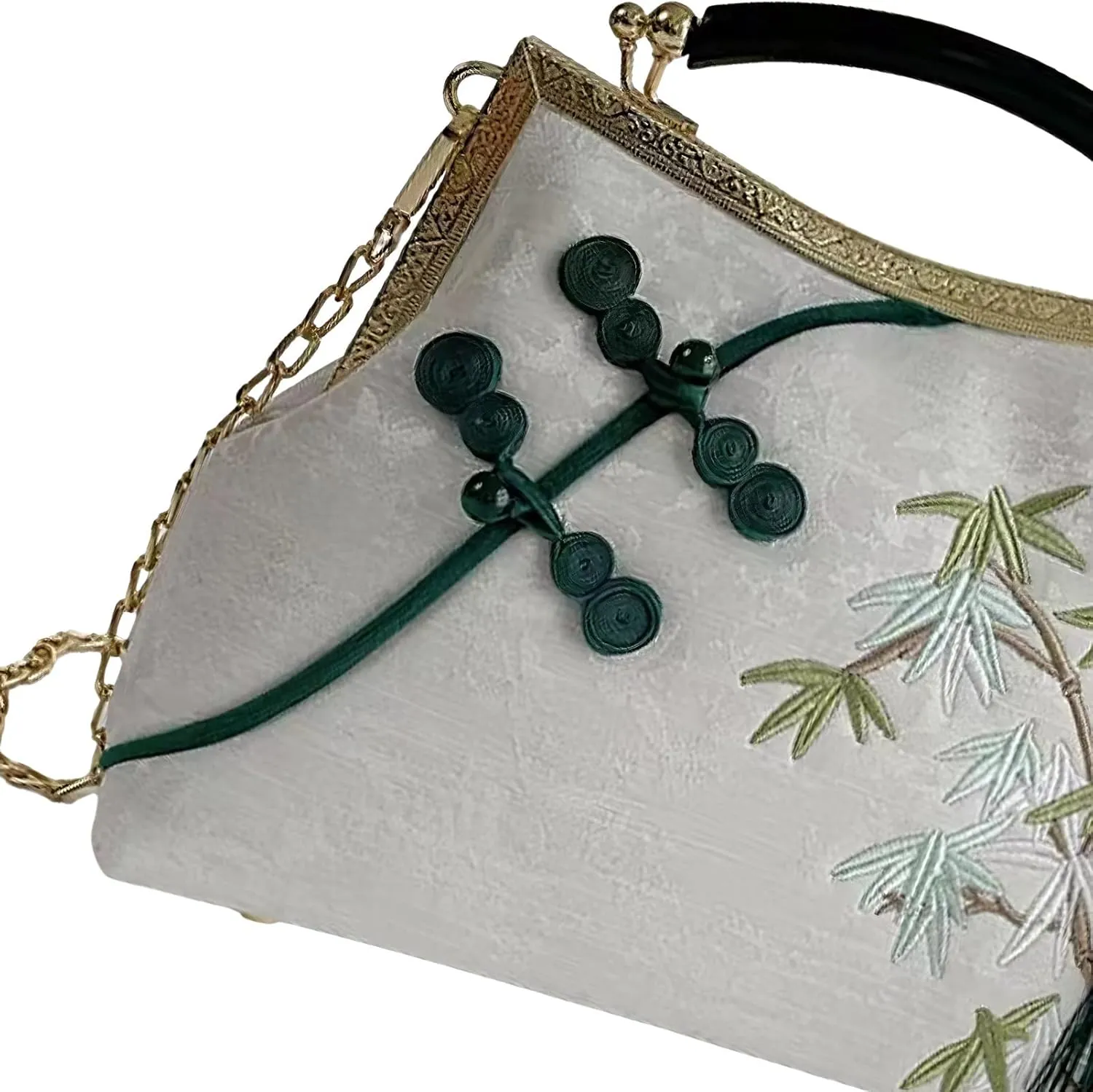 Women's Chinese Style Embroidered Purse Vintage Clutch Handbag with Tassel Pendant Hanfu Crossbody Bag