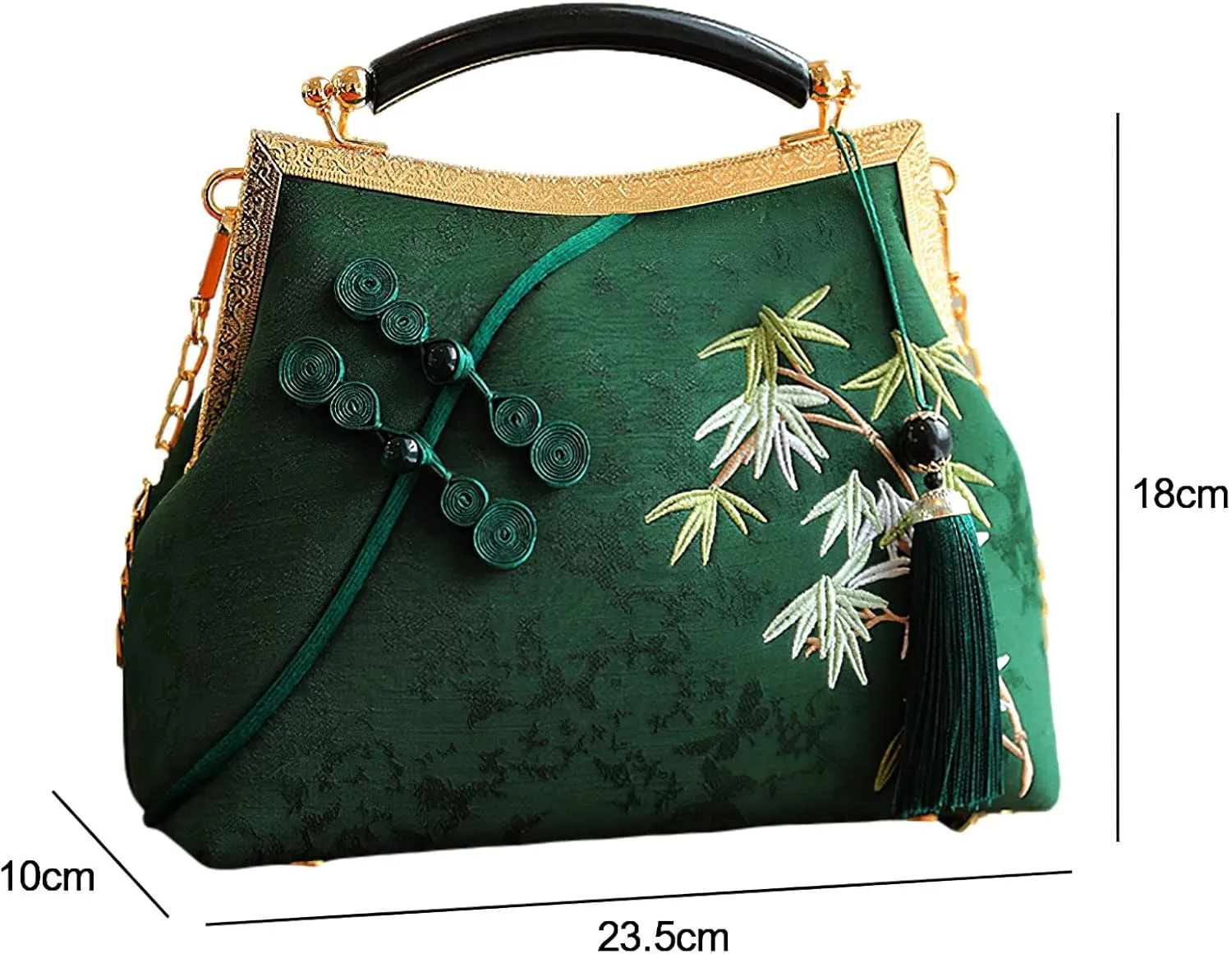 Women's Chinese Style Embroidered Purse Vintage Clutch Handbag with Tassel Pendant Hanfu Crossbody Bag