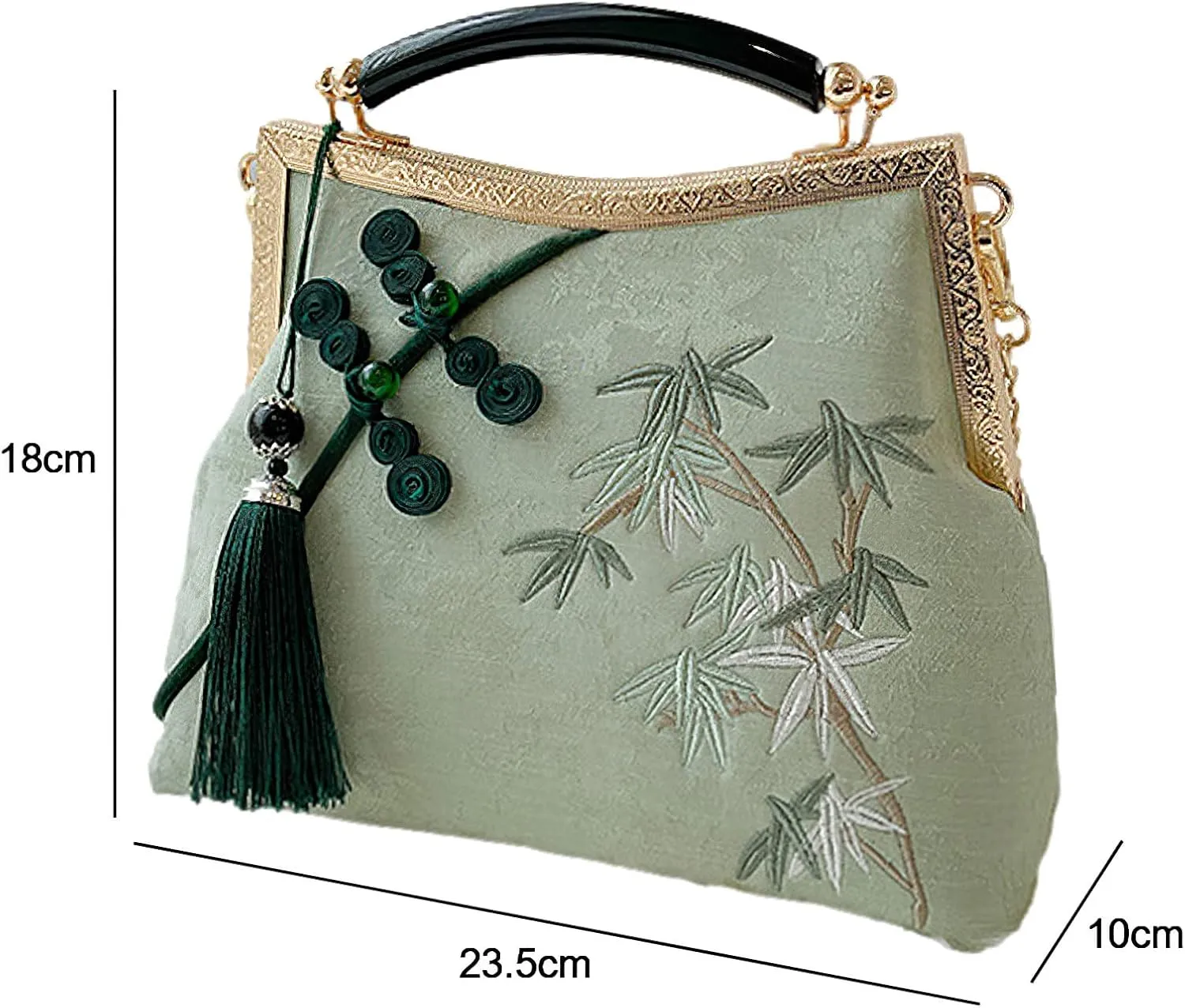 Women's Chinese Style Embroidered Purse Vintage Clutch Handbag with Tassel Pendant Hanfu Crossbody Bag