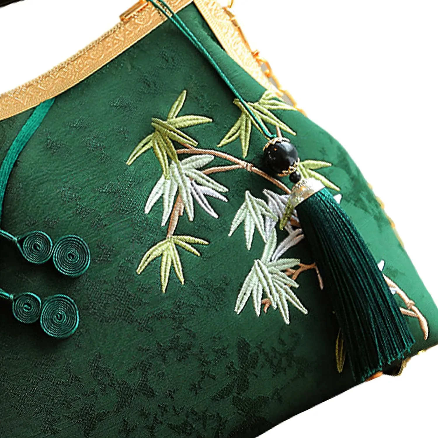 Women's Chinese Style Embroidered Purse Vintage Clutch Handbag with Tassel Pendant Hanfu Crossbody Bag