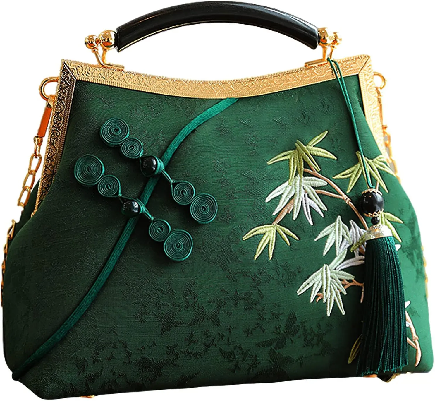 Women's Chinese Style Embroidered Purse Vintage Clutch Handbag with Tassel Pendant Hanfu Crossbody Bag