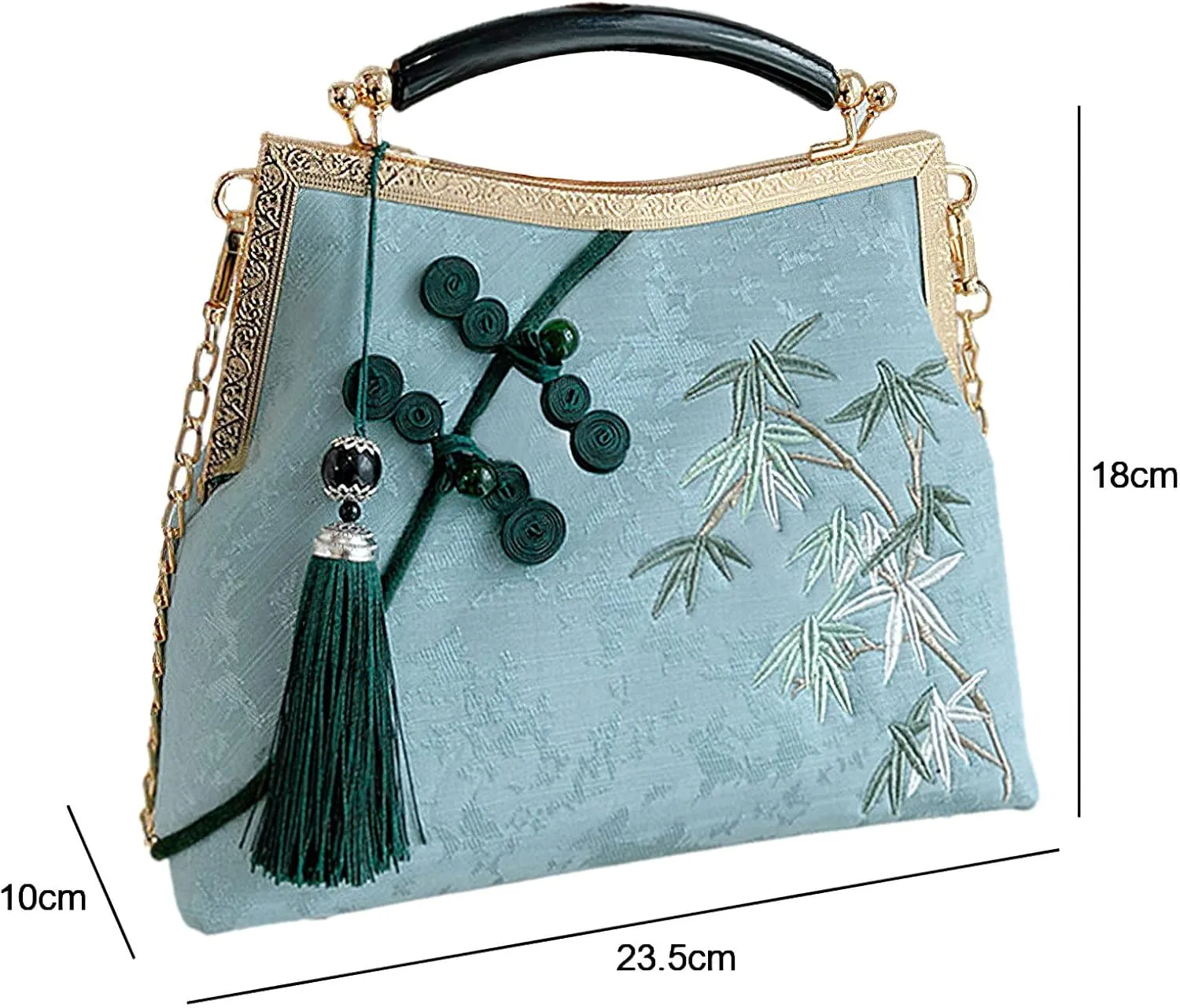 Women's Chinese Style Embroidered Purse Vintage Clutch Handbag with Tassel Pendant Hanfu Crossbody Bag