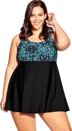 Women's Empire Print Swim Dress