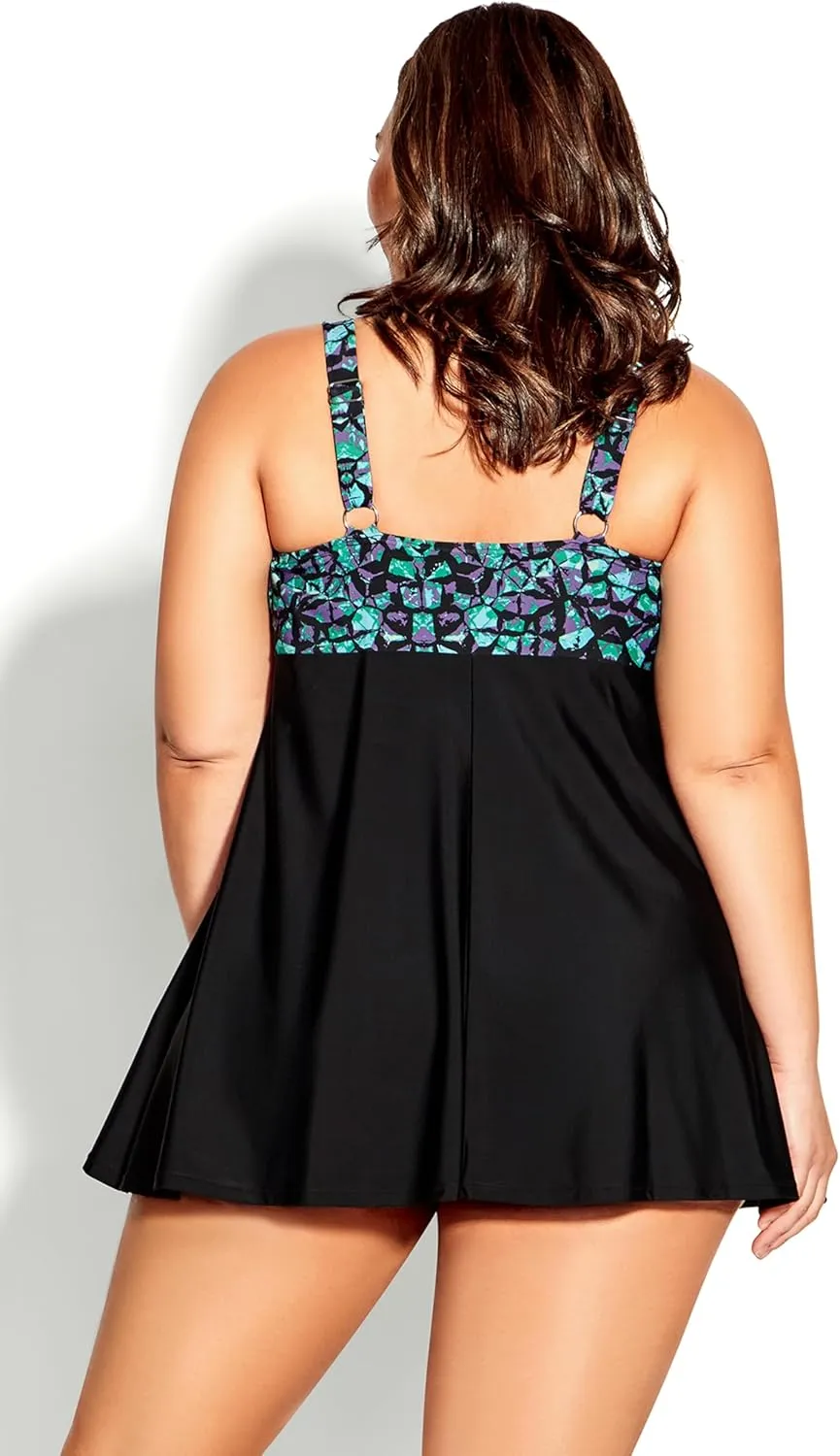 Women's Empire Print Swim Dress
