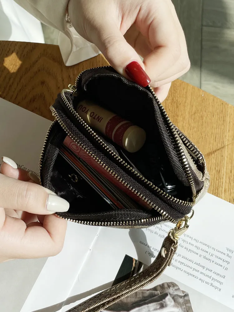 Women's Exquisite Triple Zipper Mini Clutch Coin Purses
