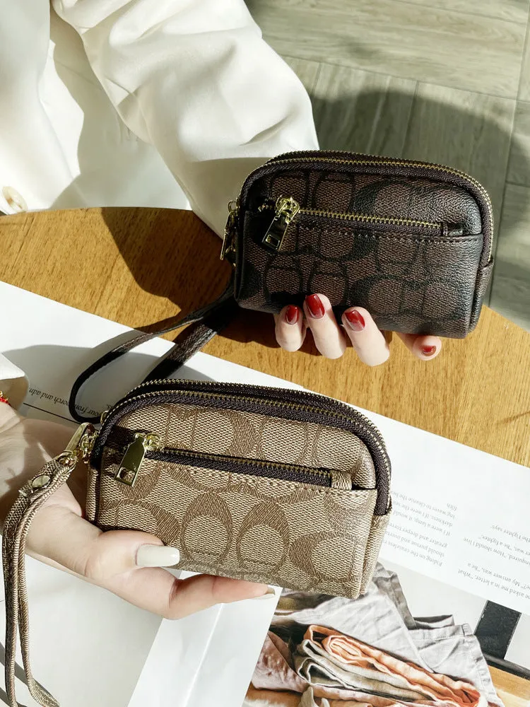 Women's Exquisite Triple Zipper Mini Clutch Coin Purses