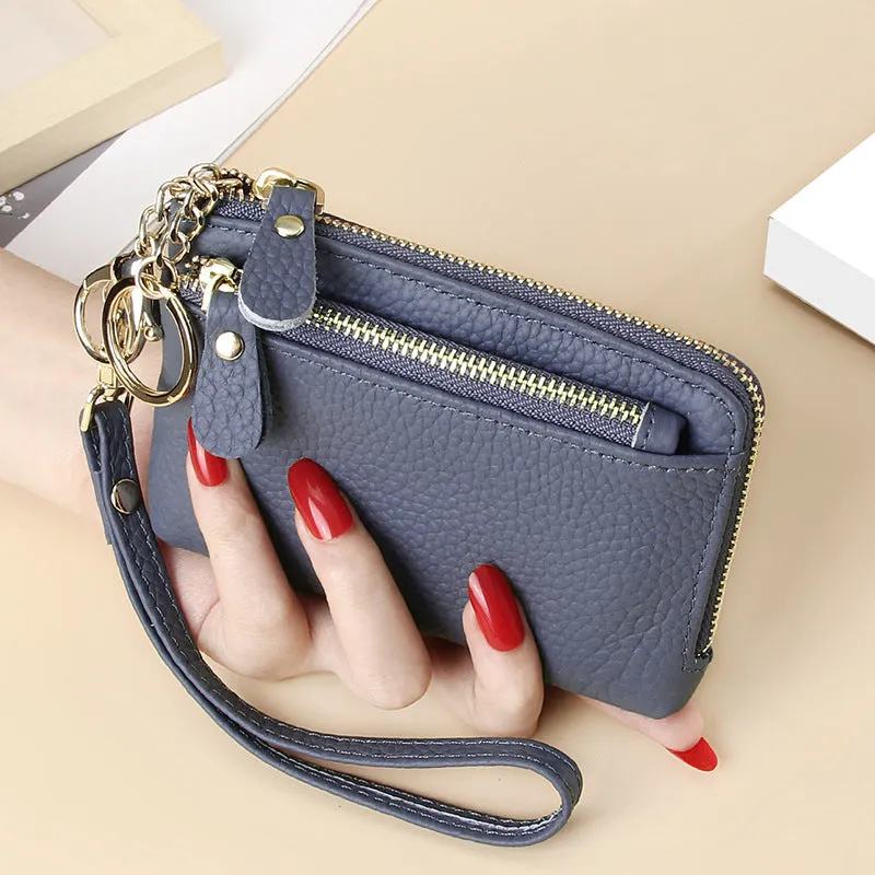 Women's First Layer Cowhide Clutch Multiple Slots Hand Coin Purses