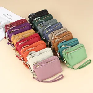 Women's First Layer Cowhide Clutch Multiple Slots Hand Coin Purses