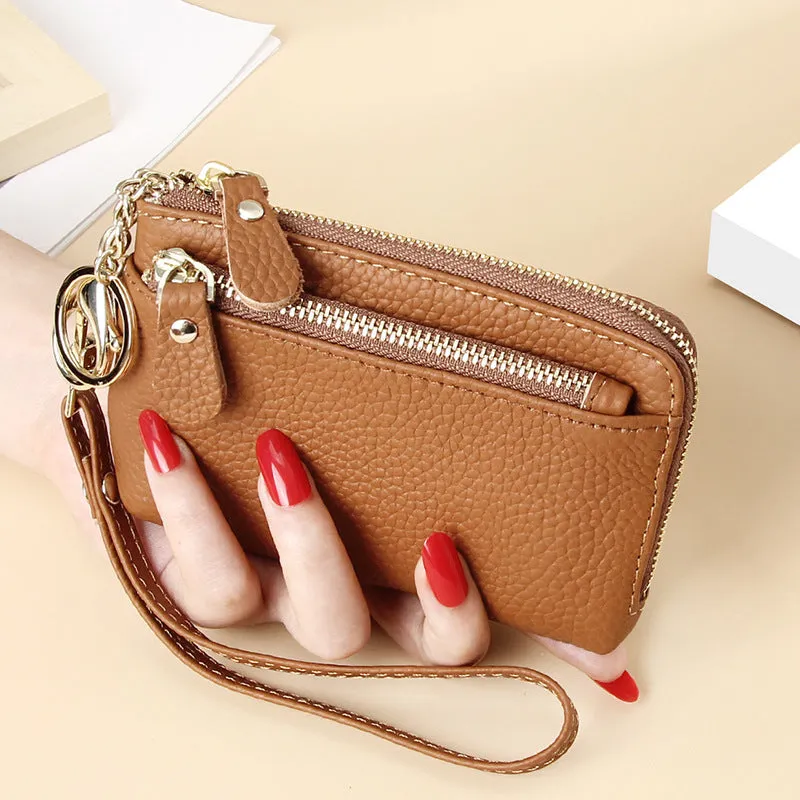 Women's First Layer Cowhide Clutch Multiple Slots Hand Coin Purses