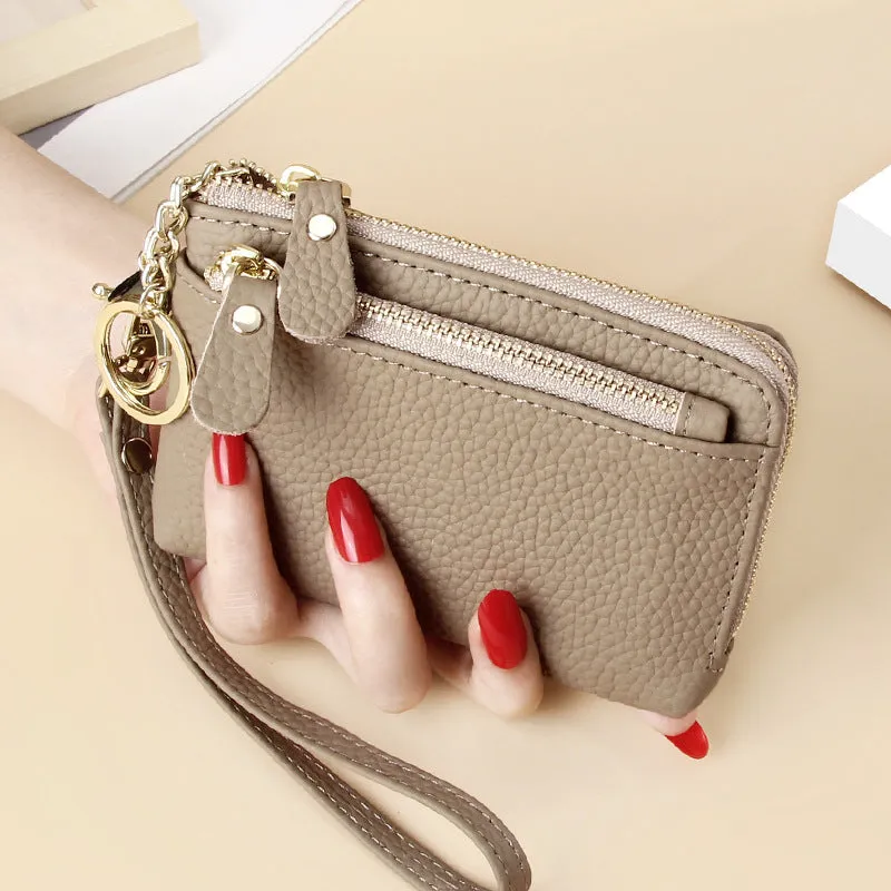Women's First Layer Cowhide Clutch Multiple Slots Hand Coin Purses