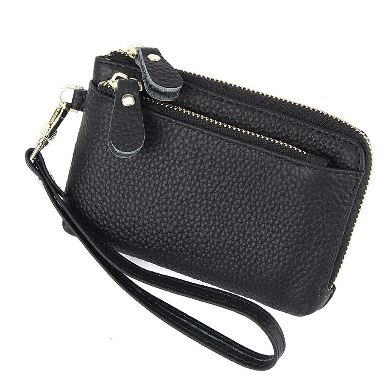 Women's First Layer Cowhide Clutch Multiple Slots Hand Coin Purses