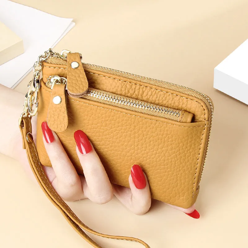 Women's First Layer Cowhide Clutch Multiple Slots Hand Coin Purses
