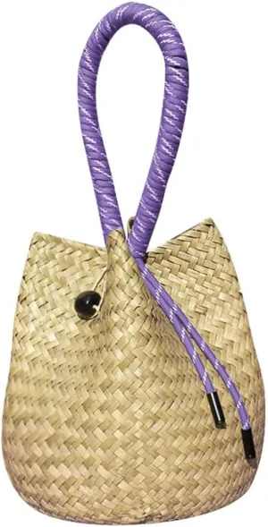 Womens Handwoven Spiral Bucket Bag Straw Tote Beach Vacation Purse Rattan Woven Wedding Handbag Summer Small Purse