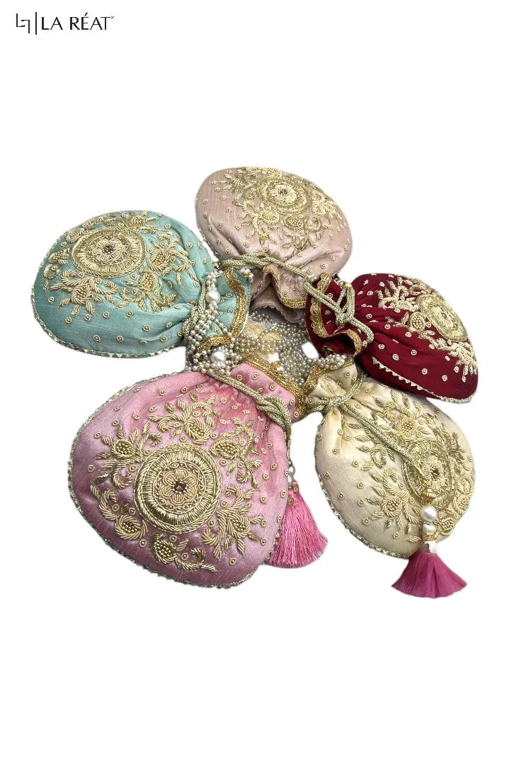 Women's Kora Bridal Fancy Party Hand Embroidery Potli Bags