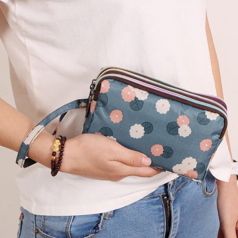Women's Long Mobile Clutch Fabric Hand Coin Purses