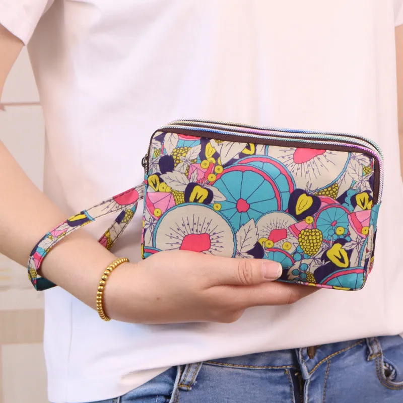Women's Long Mobile Clutch Fabric Hand Coin Purses