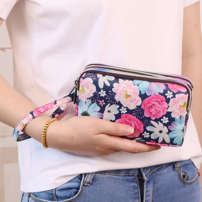 Women's Long Mobile Clutch Fabric Hand Coin Purses