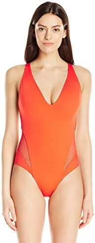 Women's One Piece Swimsuit with Mesh Detail