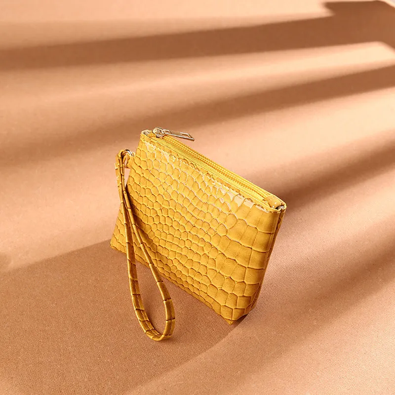 Women's Pattern Mini Zipper Solid Color Clutch Purses