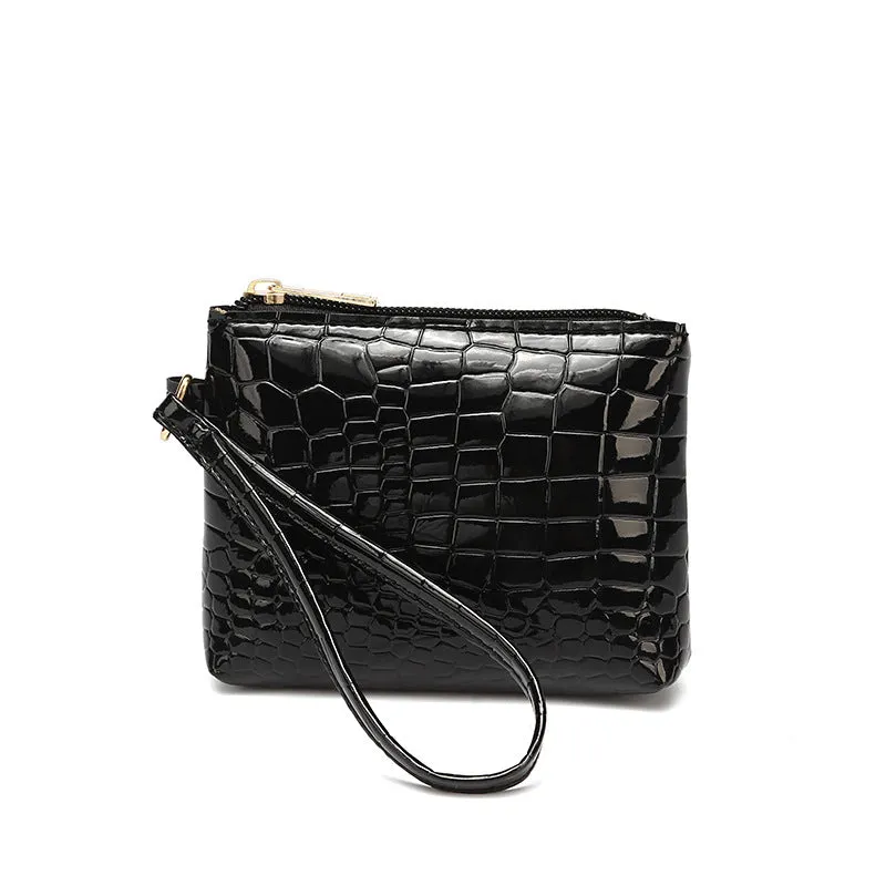 Women's Pattern Mini Zipper Solid Color Clutch Purses