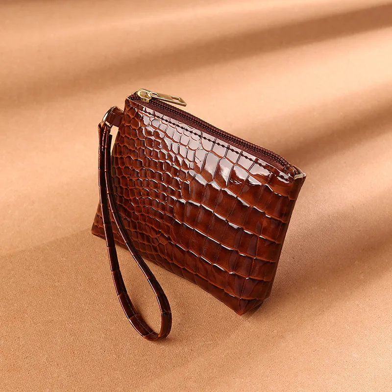 Women's Pattern Mini Zipper Solid Color Clutch Purses