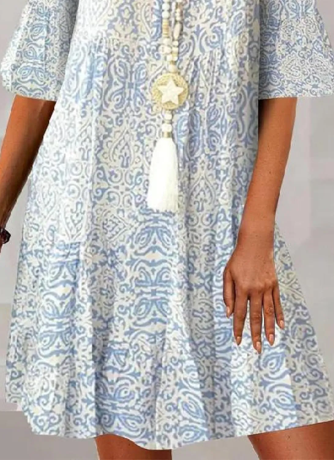 Womens Spring Summer Printed Button Down Dress Loose A-Line V Neck Half Bell Sleeve Casual Mini Dresses