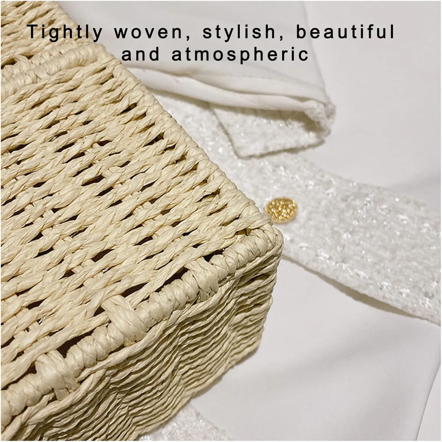Women's Straw Bag Wicker Woven Basket Beach Purse Summer Purses Vacation Handbags Rattan Crossbody Bag Straw Purse