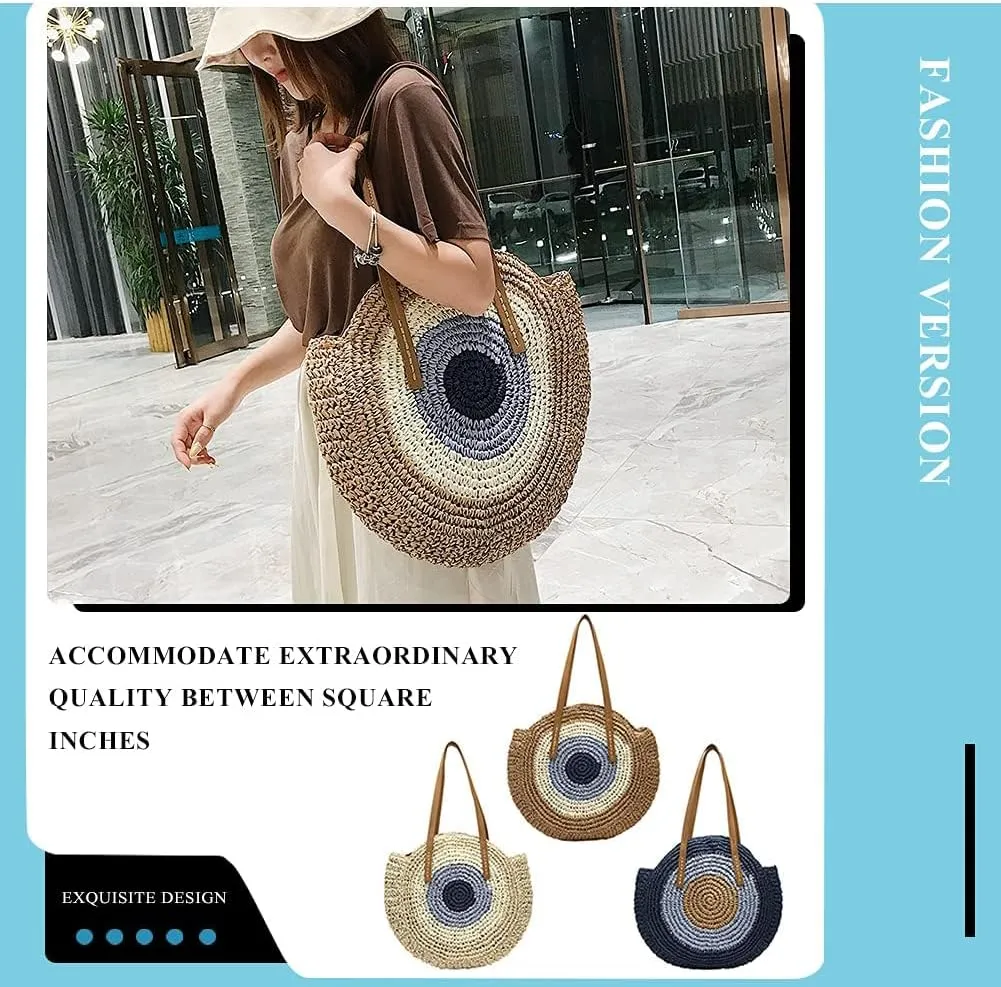 Women's Straw Mesh Handbag Crochet Colorful Large Disc Straw Bag Handbag Handmade Large Summer Beach Handwoven