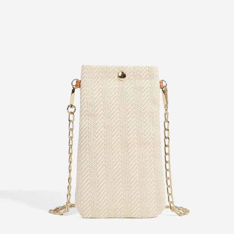 Women's Summer Beach Woven Vertical Mobile Straw Bags