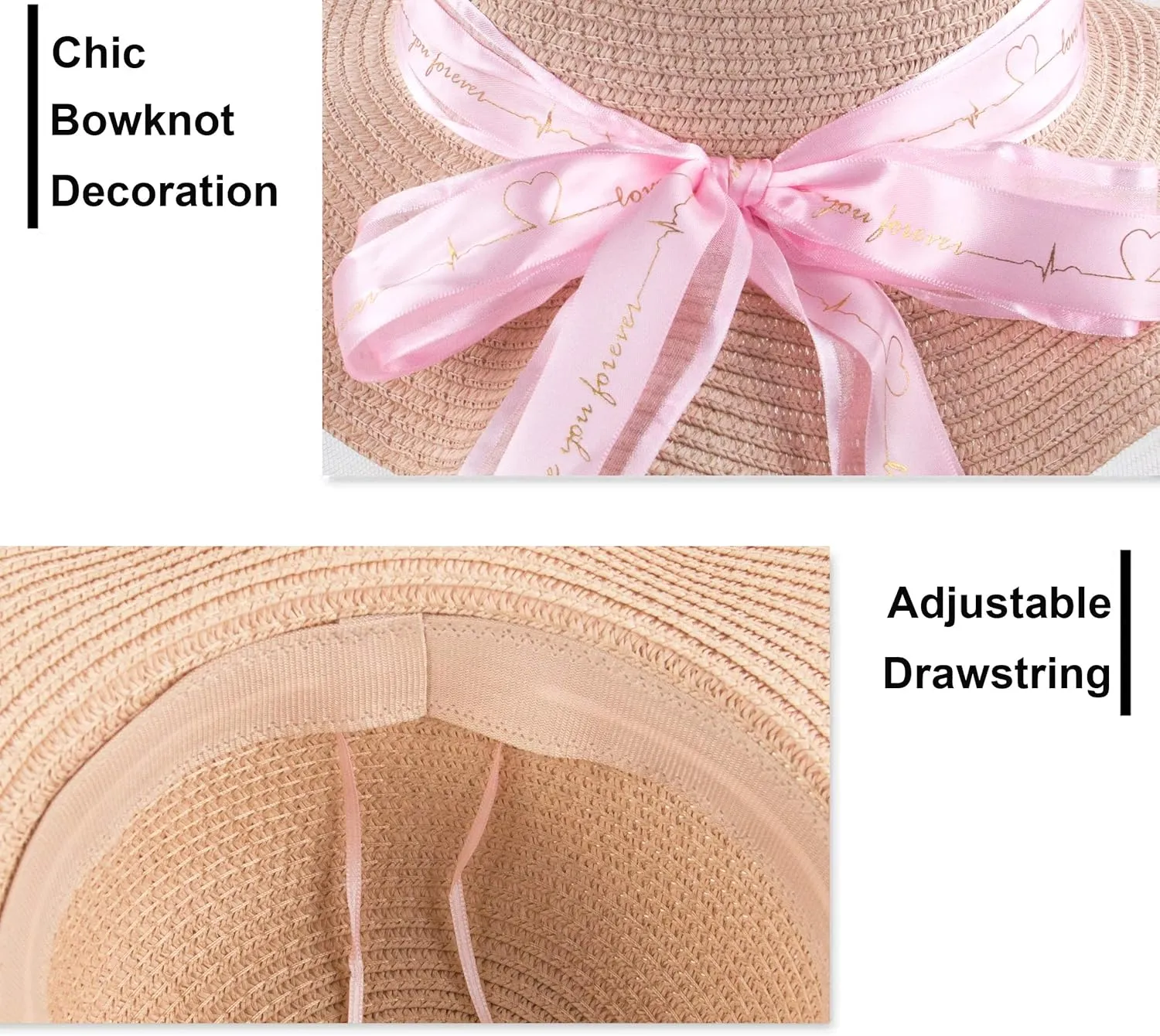 Womens Sun Straw Hat UV UPF50 Travel Foldable Wide Brim Summer Beach Hats
