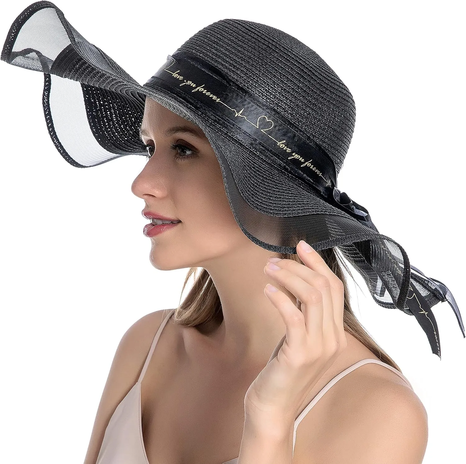 Womens Sun Straw Hat UV UPF50 Travel Foldable Wide Brim Summer Beach Hats