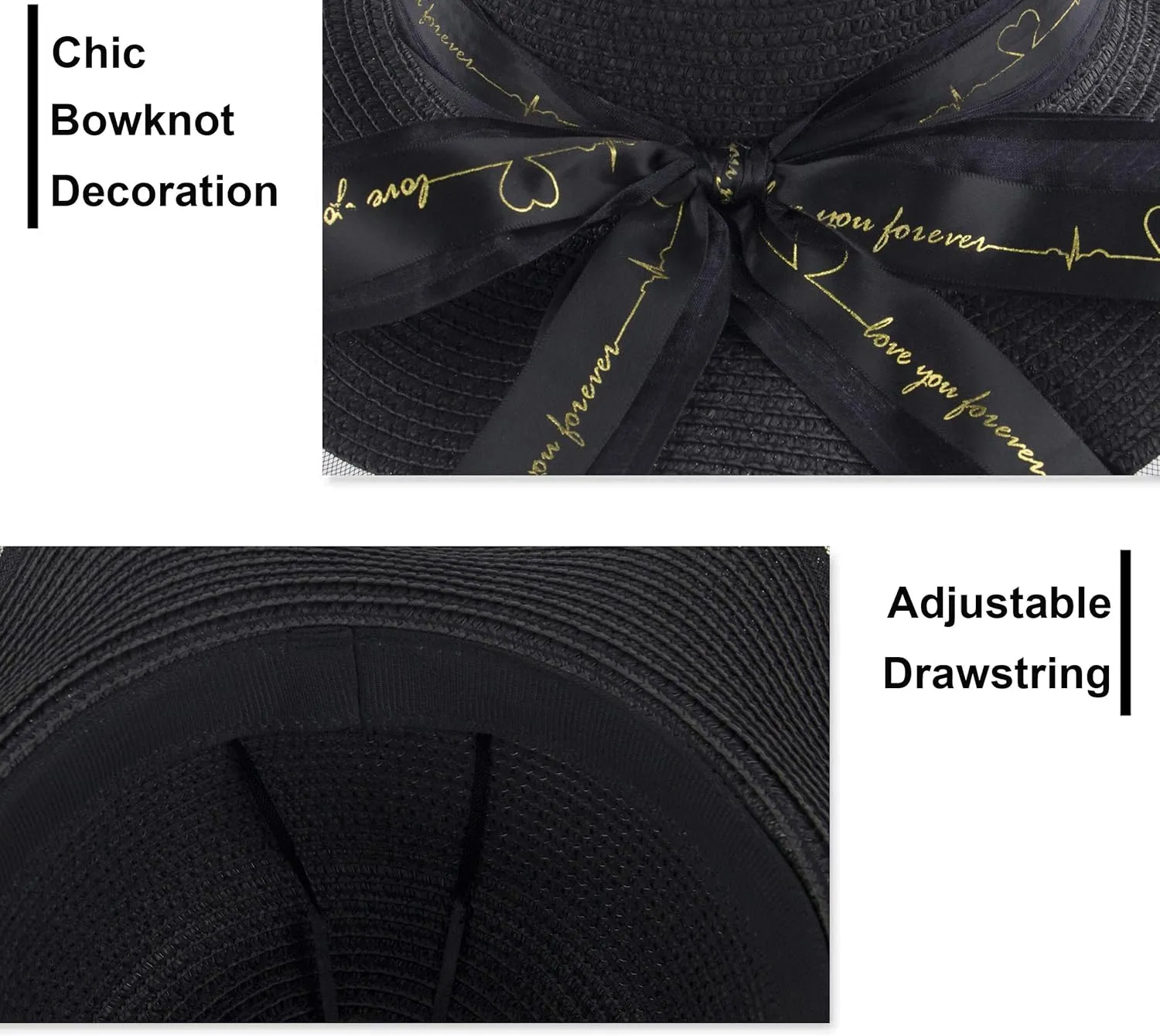 Womens Sun Straw Hat UV UPF50 Travel Foldable Wide Brim Summer Beach Hats