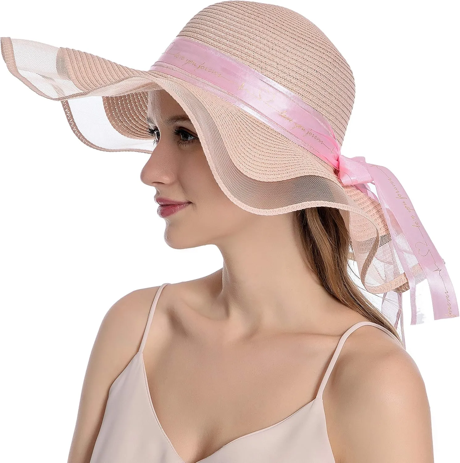 Womens Sun Straw Hat UV UPF50 Travel Foldable Wide Brim Summer Beach Hats