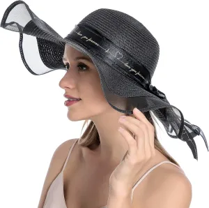 Womens Sun Straw Hat UV UPF50 Travel Foldable Wide Brim Summer Beach Hats