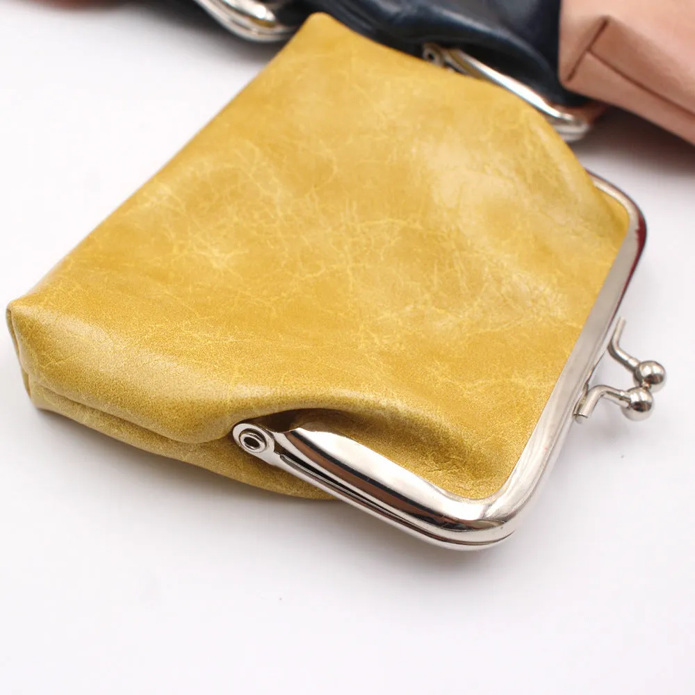 Women's Wax Leather Inch Short Clutch Bags