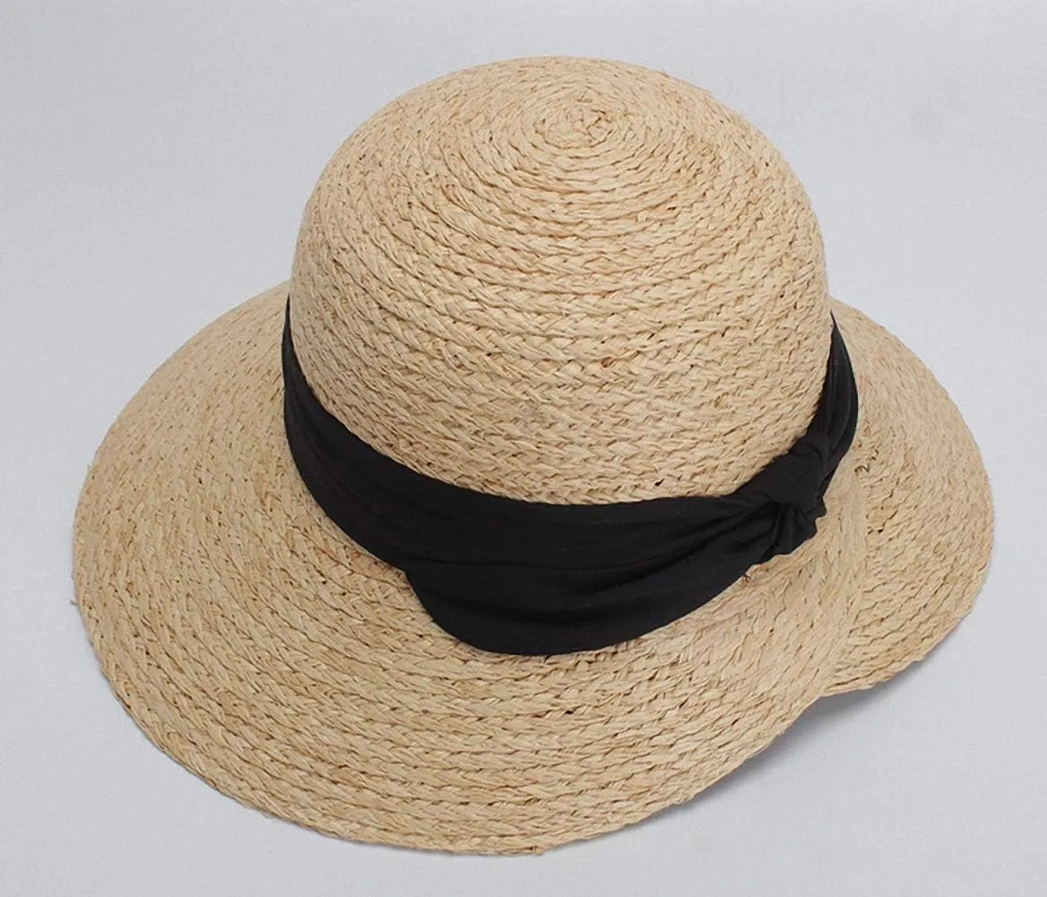 Women's Wide Brim Braided Sun Hat UPF 50  Sun Protection Floppy Summer Beach Cap Lafite Straw Hat