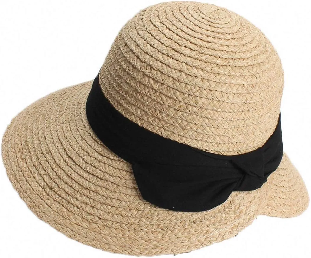 Women's Wide Brim Braided Sun Hat UPF 50  Sun Protection Floppy Summer Beach Cap Lafite Straw Hat