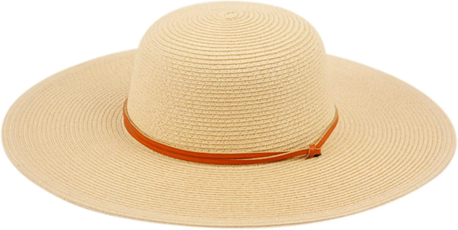 Women's Wide Brim Braided Sun Hat with Wind Lanyard Rated UPF 50  Sun Protection-FL2403