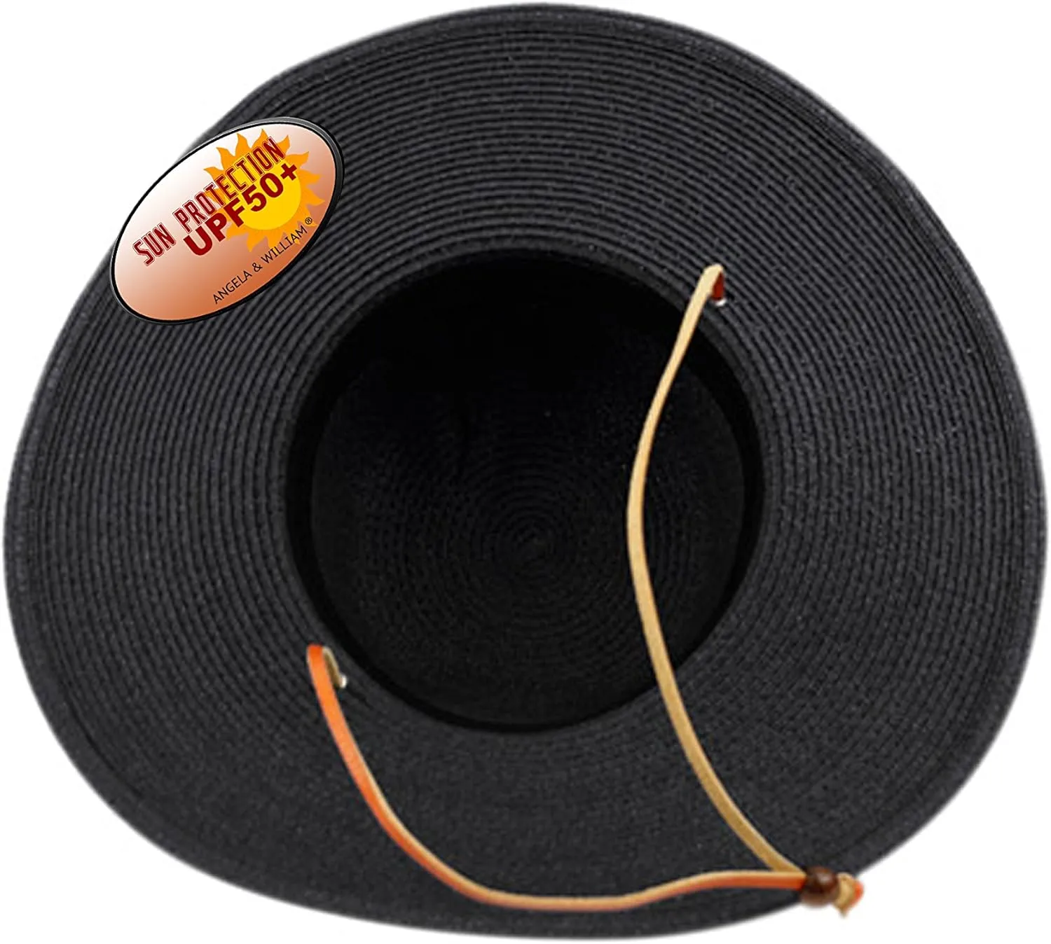 Women's Wide Brim Braided Sun Hat with Wind Lanyard Rated UPF 50  Sun Protection-FL2403