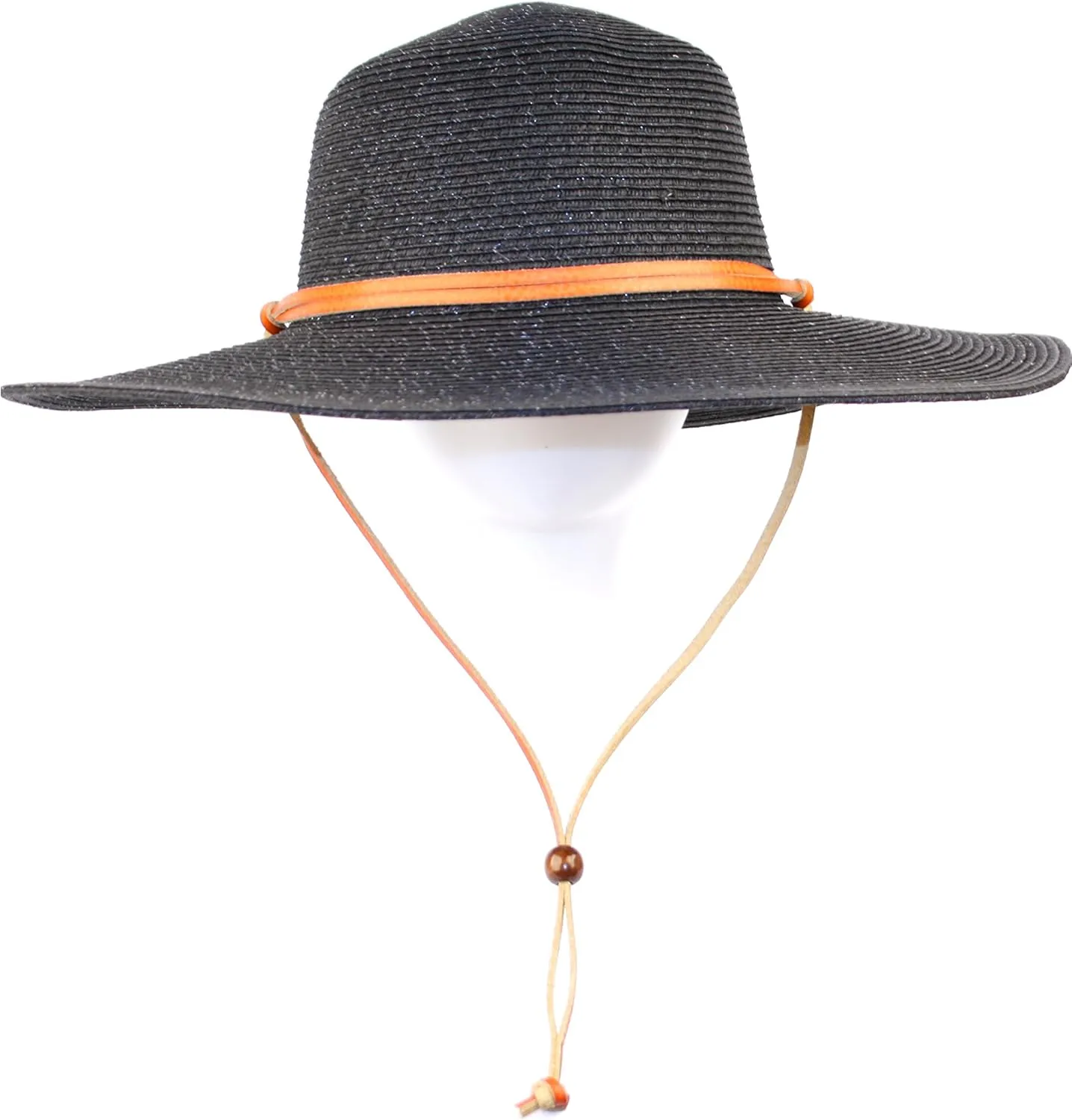 Women's Wide Brim Braided Sun Hat with Wind Lanyard Rated UPF 50  Sun Protection-FL2403