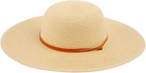 Women's Wide Brim Braided Sun Hat with Wind Lanyard Rated UPF 50  Sun Protection-FL2403