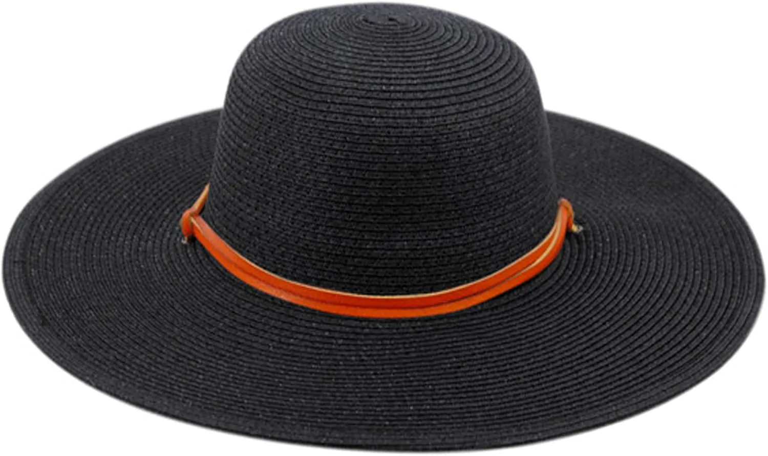 Women's Wide Brim Braided Sun Hat with Wind Lanyard Rated UPF 50  Sun Protection-FL2403