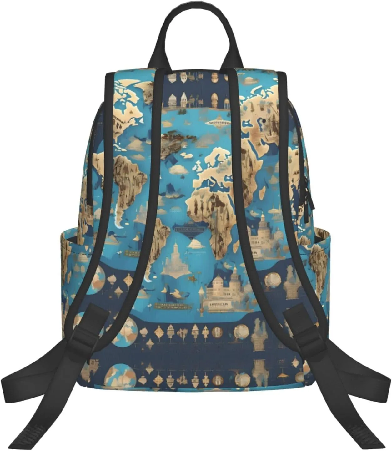 World Geography Map Backpacks Lightweight With 1 Main Compartment, Tote Shoulder Hiking Bag, Black