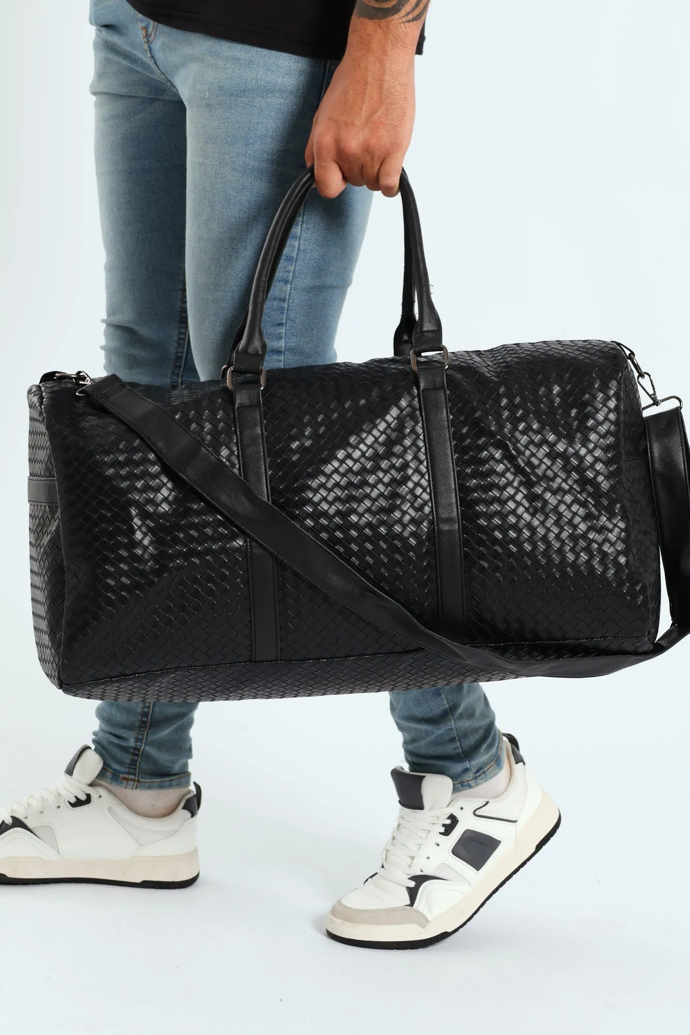 Woven Duffel Bag - Black