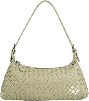 Woven Shoulder Bags for Women, Small Crossbody Handbags Vegan Leather Hobo Purse Trendy Crescent Tote Bag Cute Clutch